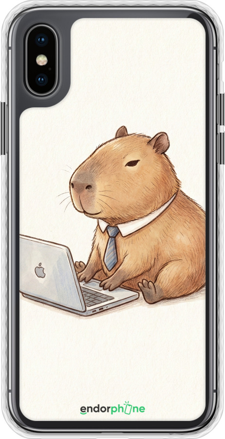 Чехол Bumper чехол Funny Capybara CEO Working для Apple iPhone X - 6777pc-1050 изображение 