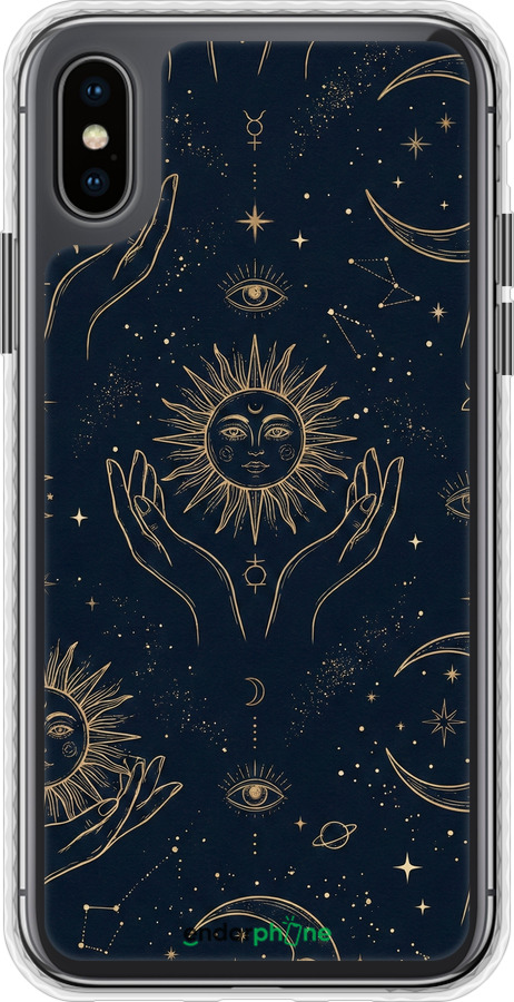 Чохол Bumper чехол Celestial Harmony: Sun & Moon Gold Mystic Pattern для Apple iPhone XS - 6778pc-1583 изображение 