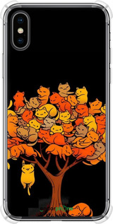 Силикон с усиленными углами чехол Дерево и котики для Apple iPhone X - 6516sp-1050 изображение 