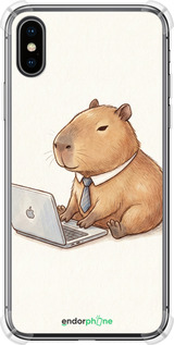 Силикон с усиленными углами чехол Funny Capybara CEO Working для Apple iPhone XS - 6777sp-1583 изображение 