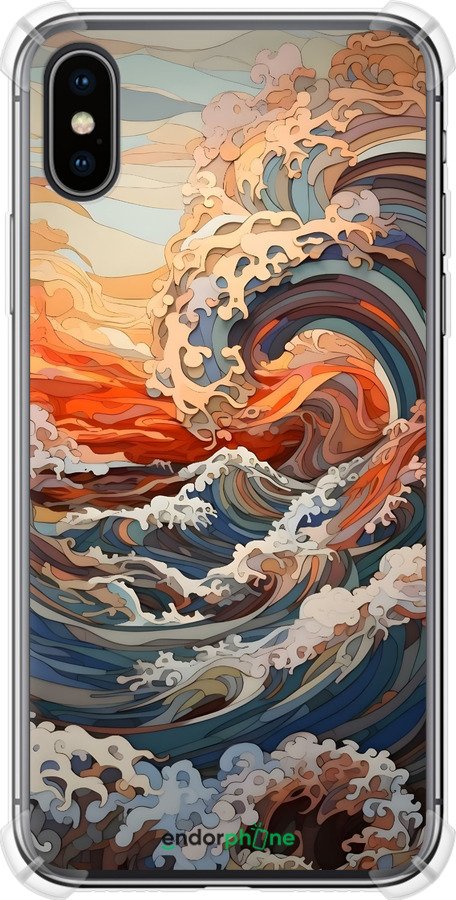 Силикон с усиленными углами чехол Арт волны для Apple iPhone X - 6324sp-1050 изображение 