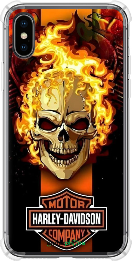 Силіконовий протиударний с посиленими кутами чехол Харлей девидсон для Apple iPhone X - 6370sp-1050 изображение 