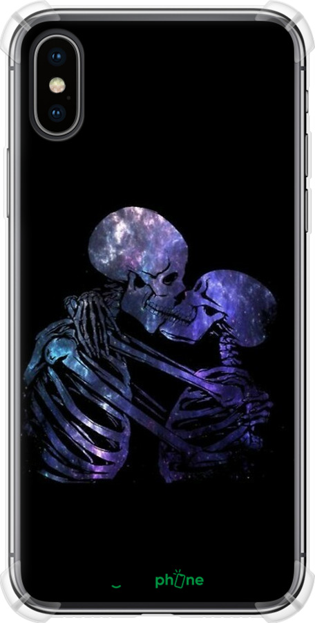 Силикон с усиленными углами чехол С изображением скелета для Apple iPhone X - 6537sp-1050 изображение 
