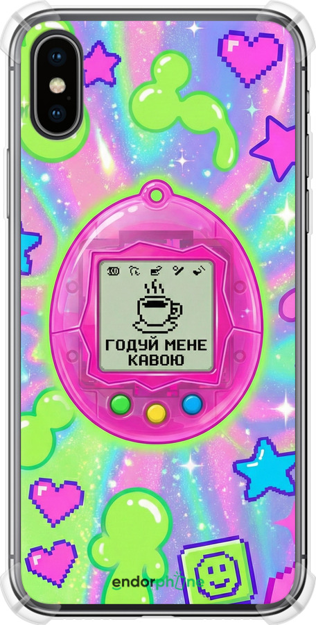 Силикон с усиленными углами чехол Y2K Aesthetic Retro Pet: Годуй мене кавою для Apple iPhone X - 6784sp-1050 изображение 
