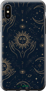 2D пластиковий чехол Celestial Harmony: Sun & Moon Gold Mystic Pattern для Apple iPhone X - 6778t-1050 изображение 