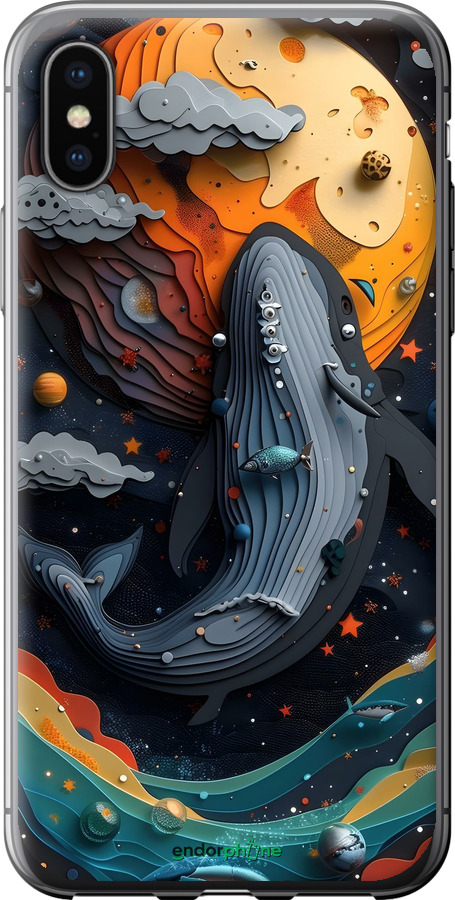 Силіконовий чехол Кит у космосі для Apple iPhone X - 6328u-1050 изображение 