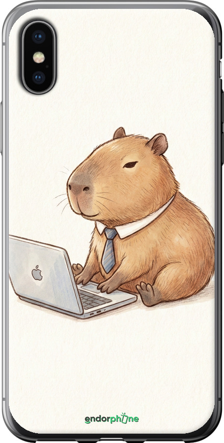 2D пластиковый чехол Funny Capybara CEO Working для Apple iPhone X - 6777t-1050 изображение 