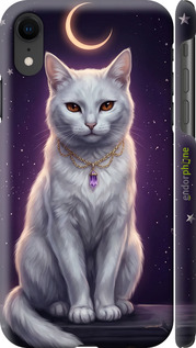 3D пластиковый глянцевый чехол Mystic White Cat Gothic Dark Purple Gold для Apple iPhone XR - 6805c-1560 изображение 