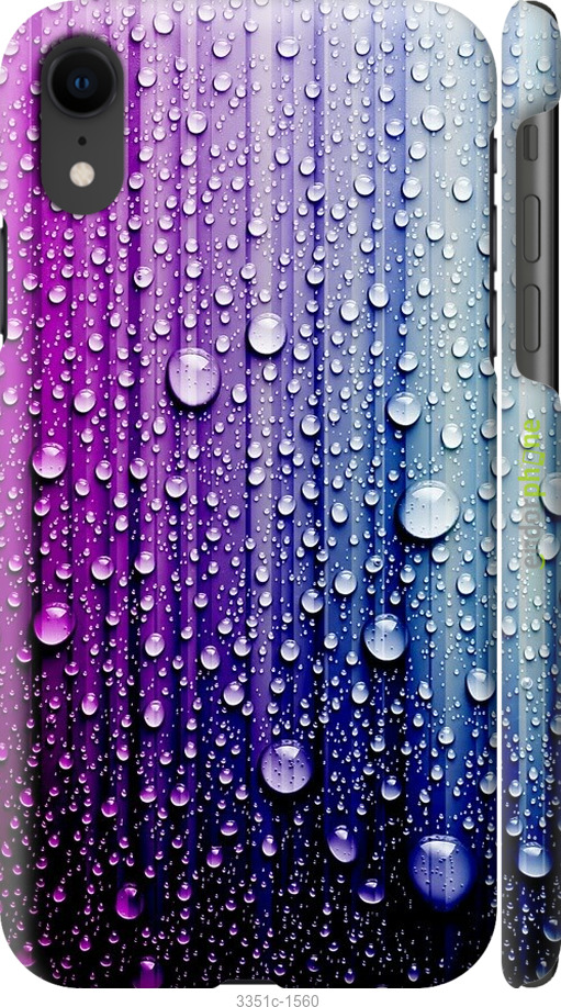 

3D пластиковий матовий чохол "Краплини води" для iPhone XR, Синій