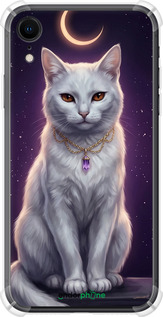 Силикон с усиленными углами чехол Mystic White Cat Gothic Dark Purple Gold для Apple iPhone XR - 6805sp-1560 изображение 