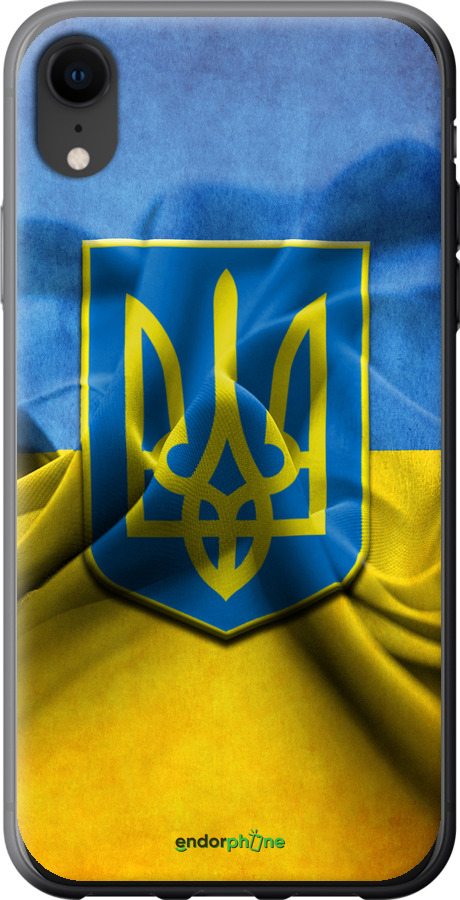 

2D пластиковий чохол "Прапор та герб України" для iPhone XR, Блакитний