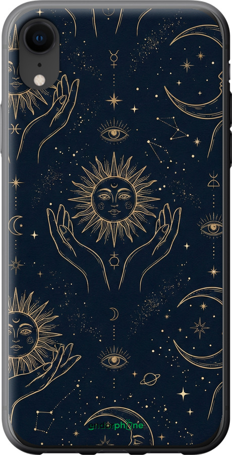 2D пластиковый чехол Celestial Harmony: Sun & Moon Gold Mystic Pattern для Apple iPhone XR - 6778t-1560 изображение 