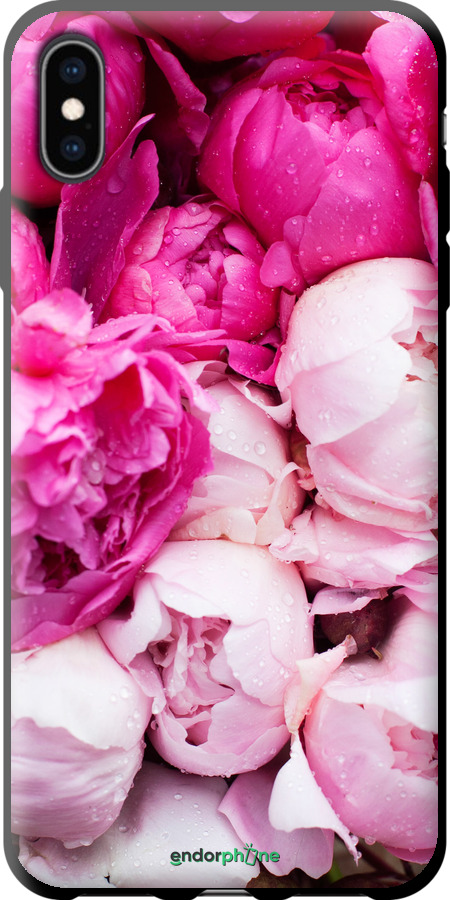 

Custodia in TPU nero Peonie rosa" for iPhone XS Max"