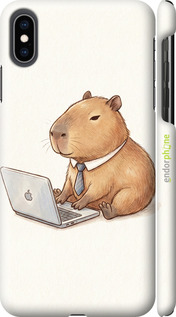 3D пластиковый глянцевый чехол 'Funny Capybara CEO Working' для iPhone XS Max изображение 1