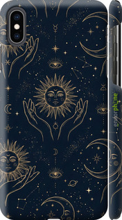 3D пластиковий матовий чехол Celestial Harmony: Sun & Moon Gold Mystic Pattern для Apple iPhone XS Max - 6778m-1557 изображение 