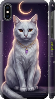 3D пластиковый глянцевый чехол Mystic White Cat Gothic Dark Purple Gold для Apple iPhone XS Max - 6805c-1557 изображение 