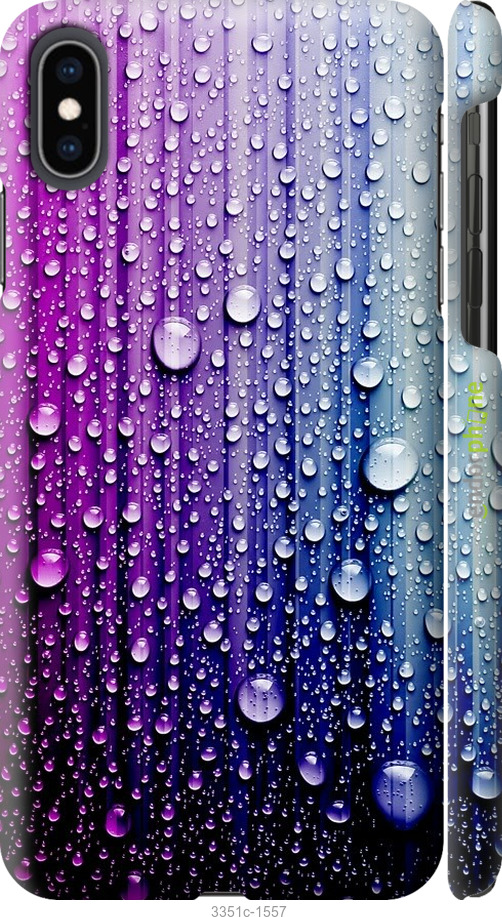

3D пластиковий матовий чохол "Краплини води" для iPhone XS Max, Синій