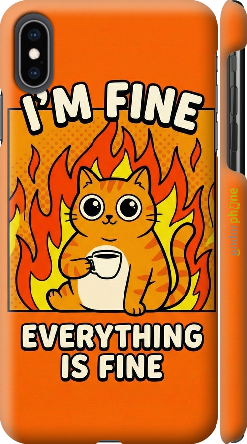 3D пластиковый глянцевый чехол Funny Cat для Apple iPhone XS Max - 6786c-1557 изображение 