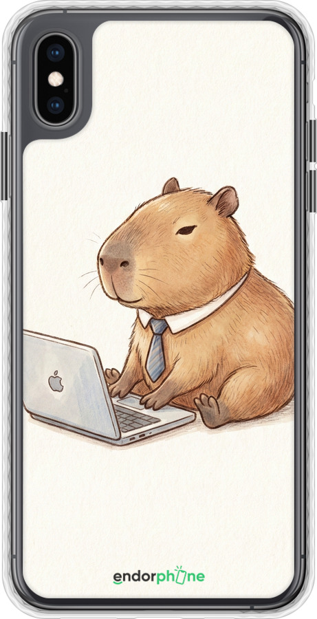 Чохол Bumper чехол Funny Capybara CEO Working для Apple iPhone XS Max - 6777pc-1557 изображение 