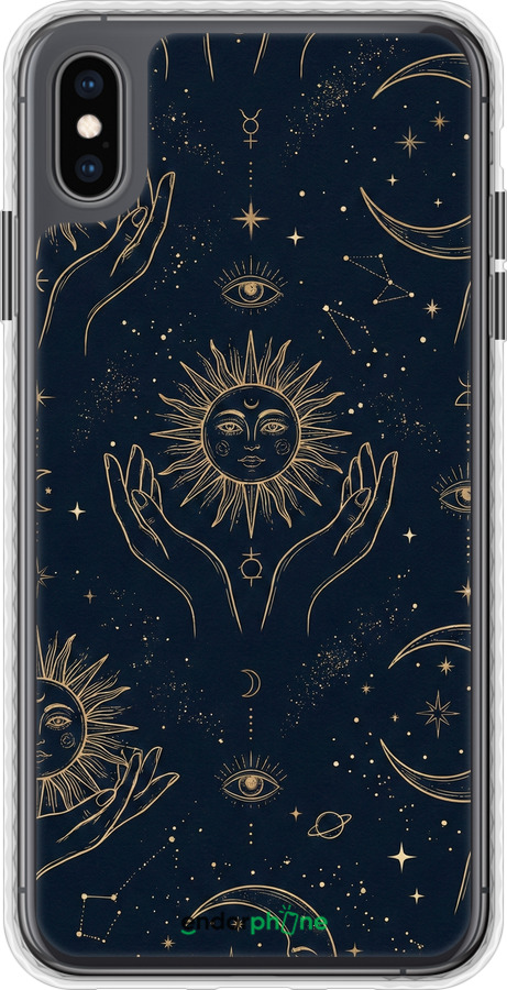 Чохол Bumper чехол Celestial Harmony: Sun & Moon Gold Mystic Pattern для Apple iPhone XS Max - 6778pc-1557 изображение 
