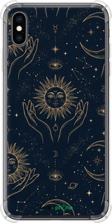 Силикон с усиленными углами чехол Celestial Harmony: Sun & Moon Gold Mystic Pattern для Apple iPhone XS Max - 6778sp-1557 изображение 