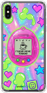 Силикон с усиленными углами чехол Y2K Aesthetic Retro Pet: Годуй мене кавою для Apple iPhone XS Max - 6784sp-1557 изображение 