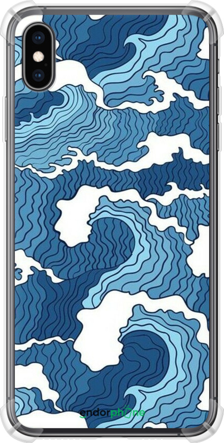 Силикон с усиленными углами чехол Абстрактный рисунок морских волн для Apple iPhone XS Max - 6538sp-1557 изображение 