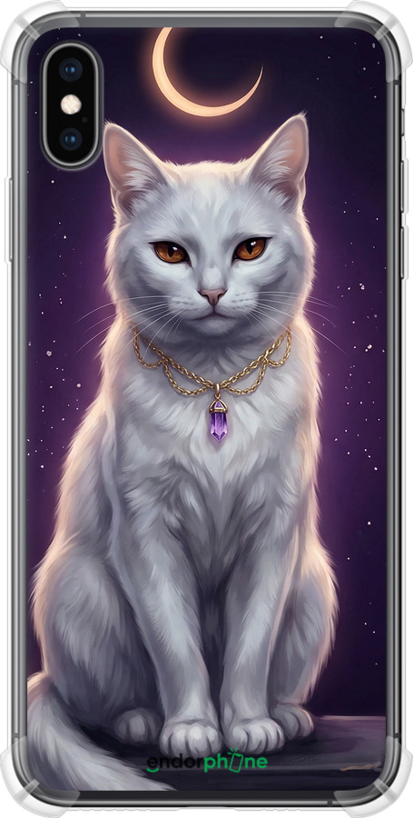 Силикон с усиленными углами чехол Mystic White Cat Gothic Dark Purple Gold для Apple iPhone XS Max - 6805sp-1557 изображение 