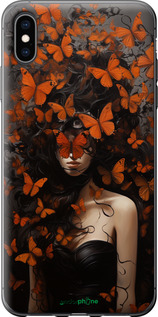 Силіконовий чехол Дівчина з помаранчевими метеликами для Apple iPhone XS Max - 5941u-1557 изображение 