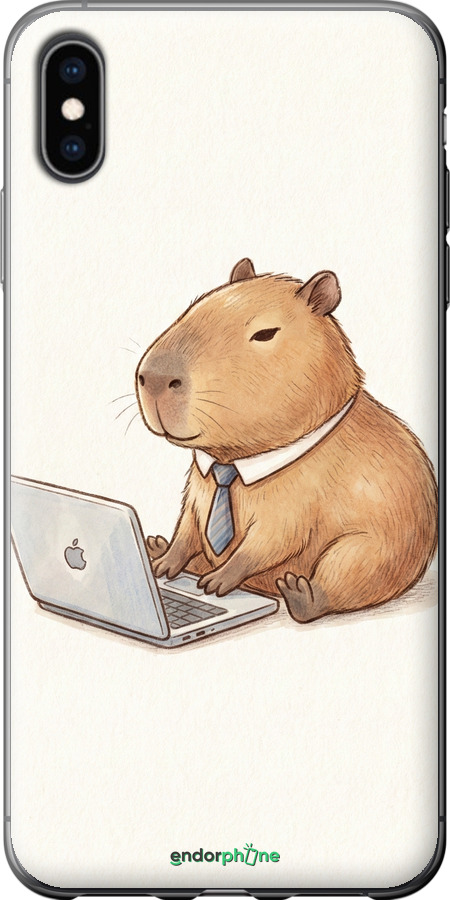 2D пластиковий чехол Funny Capybara CEO Working для Apple iPhone XS Max - 6777t-1557 изображение 