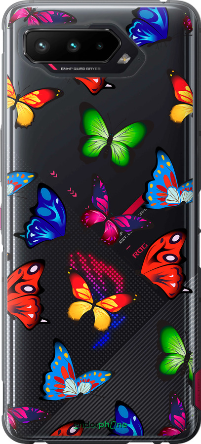 Силіконовий чехол Барвисті метелики для Asus ROG Phone 5 - 4761u-2530 изображение 