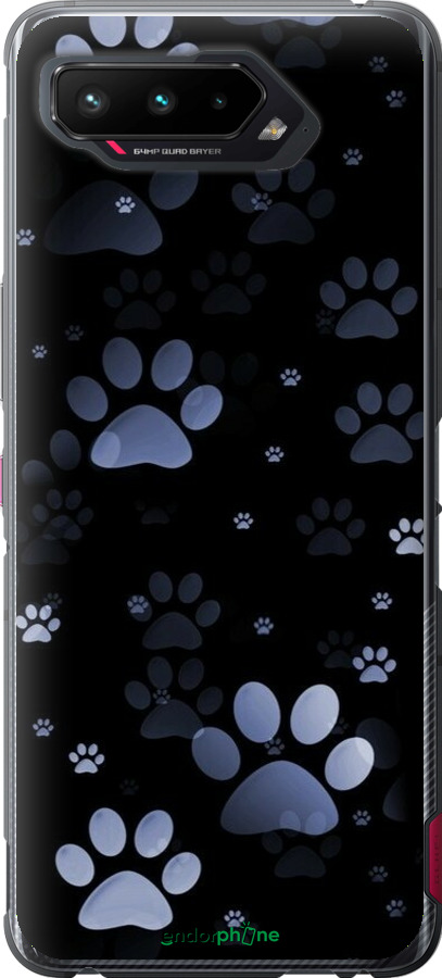 Силиконовый чехол С синими отпечатками лап для Asus ROG Phone 5 - 6441u-2530 изображение 