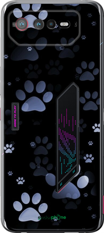 Силіконовий чехол З синіми відбитками лап для Asus Rog Phone 6 - 6441u-3401 изображение 