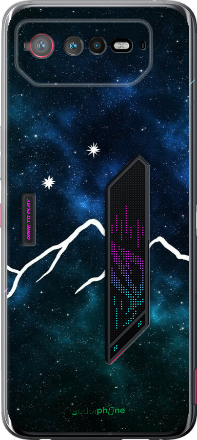 Силиконовый чехол Горы и звезды нарисованы на фоне галактики для Asus Rog Phone 6 - 6490u-3401 изображение 