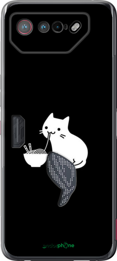 Силиконовый чехол С милым котом на черном фоне для Asus Rog Phone 7 - 6528u-3405 изображение 
