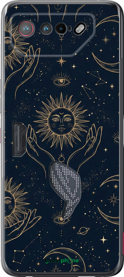 Силіконовий чехол Celestial Harmony: Sun & Moon Gold Mystic Pattern для Asus Rog Phone 7 - 6778u-3405 изображение 