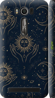 3D пластиковый матовый чехол Celestial Harmony: Sun & Moon Gold Mystic Pattern для Asus ZenFone 2 Laser ZE500KL - 6778m-113 изображение 