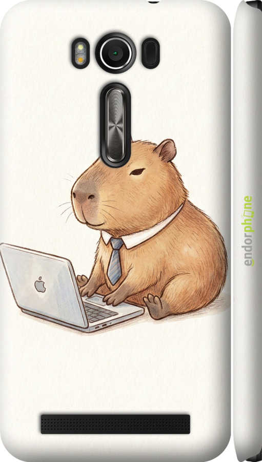 3D пластиковый матовый чехол Funny Capybara CEO Working для Asus ZenFone 2 Laser ZE500KL - 6777m-113 изображение 