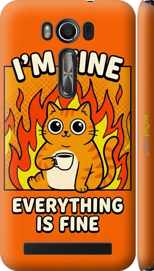 3D пластиковый матовый чехол Funny Cat для Asus ZenFone 2 Laser ZE500KL - 6786m-113 изображение 