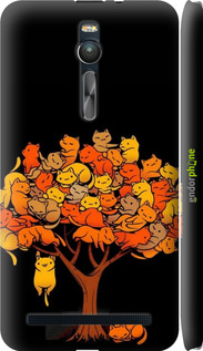 3D пластиковый глянцевый чехол Дерево и котики для Asus Zenfone 2 ZE551ML - 6516c-122 изображение 