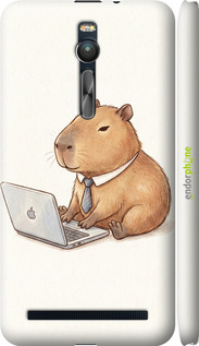 3D пластиковий матовий чехол Funny Capybara CEO Working для Asus Zenfone 2 ZE551ML - 6777m-122 изображение 