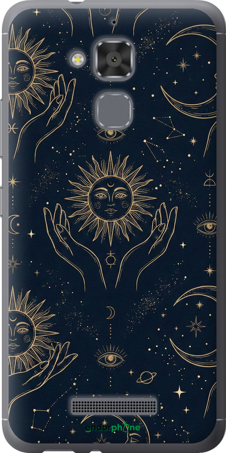 Силиконовый чехол Celestial Harmony: Sun & Moon Gold Mystic Pattern для Asus Zenfone 3 Max ZC520TL - 6778u-442 изображение 