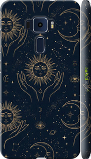 3D пластиковый матовый чехол Celestial Harmony: Sun & Moon Gold Mystic Pattern для Asus Zenfone 3 ZE520KL - 6778m-449 изображение 