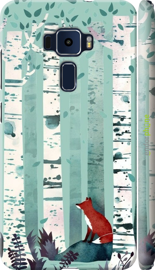 3D пластиковый матовый чехол Лис в зелёном лесу для Asus Zenfone 3 ZE520KL - 6547m-449 изображение 