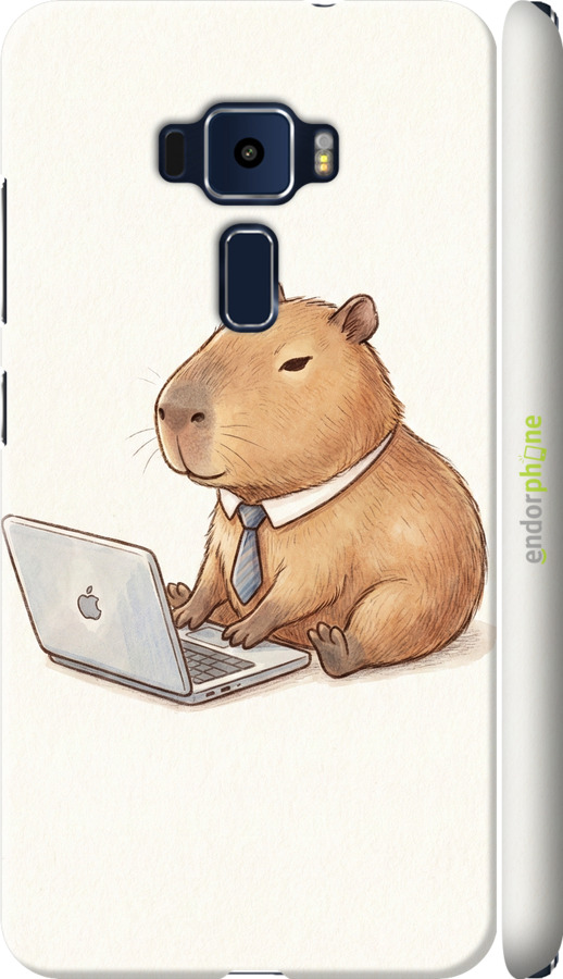 3D пластиковый матовый чехол Funny Capybara CEO Working для Asus Zenfone 3 ZE520KL - 6777m-449 изображение 