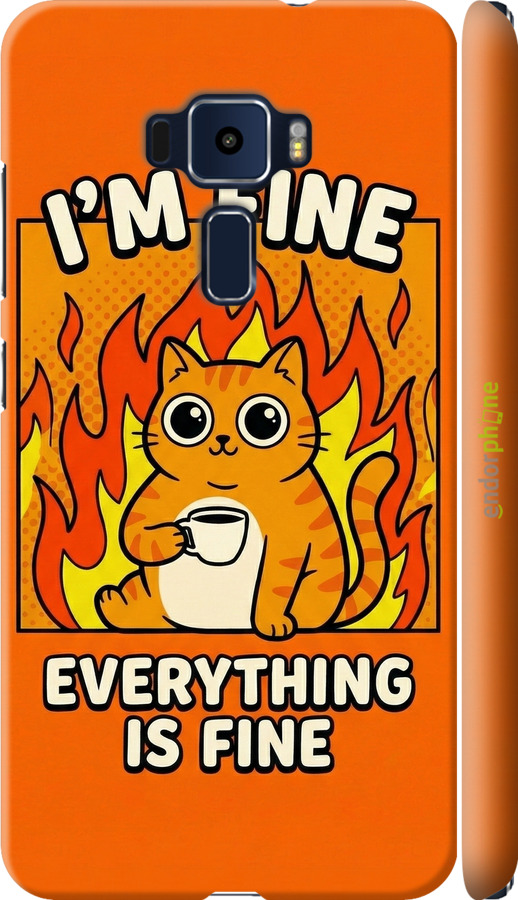 3D пластиковый матовый чехол Funny Cat для Asus Zenfone 3 ZE520KL - 6786m-449 изображение 