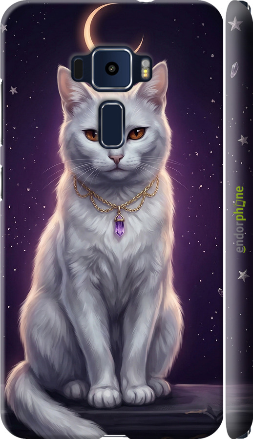 3D пластиковый матовый чехол Mystic White Cat Gothic Dark Purple Gold для Asus Zenfone 3 ZE520KL - 6805m-449 изображение 