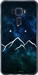 Силиконовый чехол Горы и звезды нарисованы на фоне галактики для Asus Zenfone 3 ZE520KL - 6490u-449 изображение 
