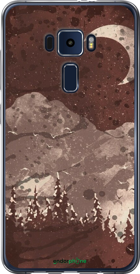 Силиконовый чехол С изображением лунного пейзажа в ночном лесу для Asus Zenfone 3 ZE520KL - 6546u-449 изображение 