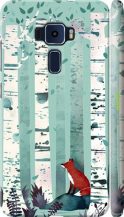 3D пластиковый матовый чехол Лис в зелёном лесу для Asus Zenfone 3 ZE552KL - 6547m-448 изображение 